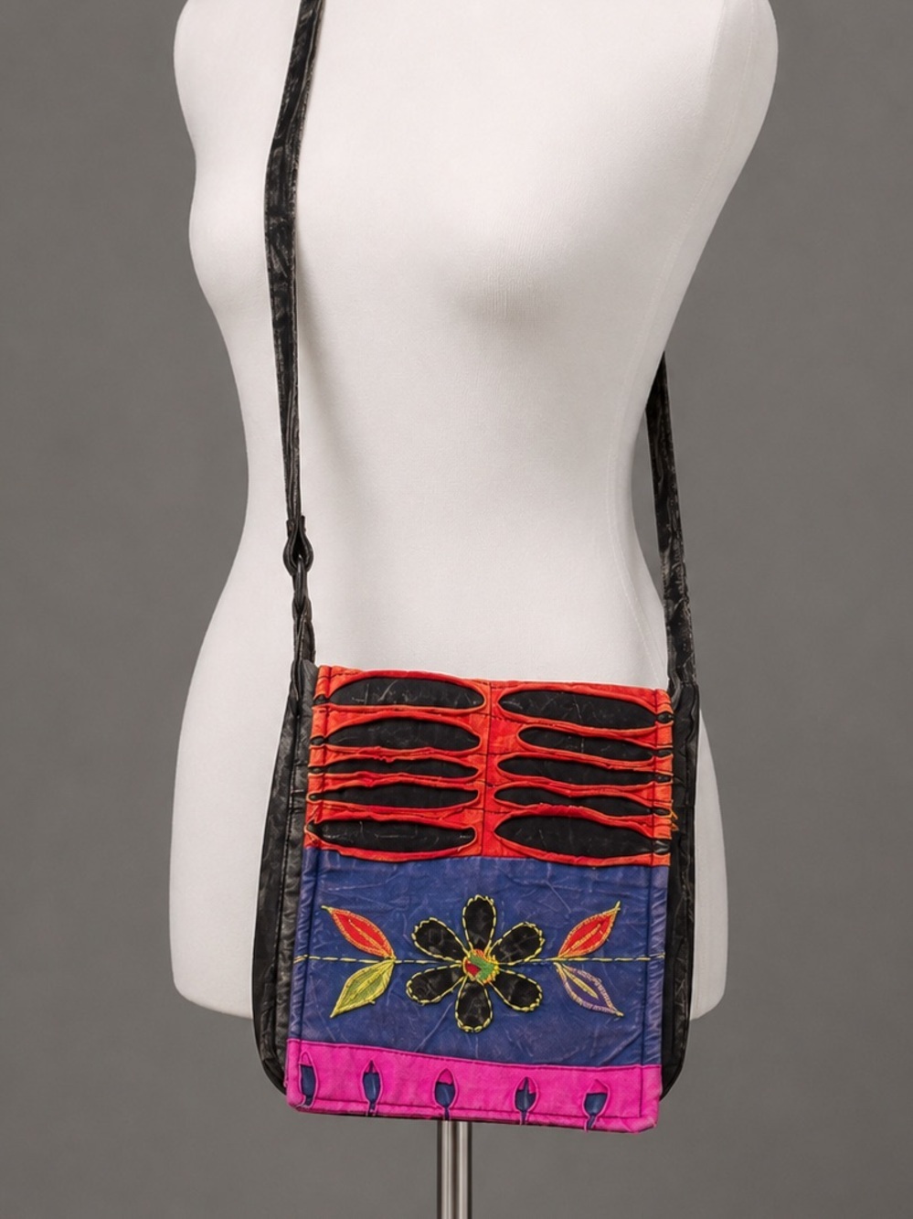 Vintage Boho Crossbody Festival Bag Embroidered Patchwork Cotton Hippie Travel S